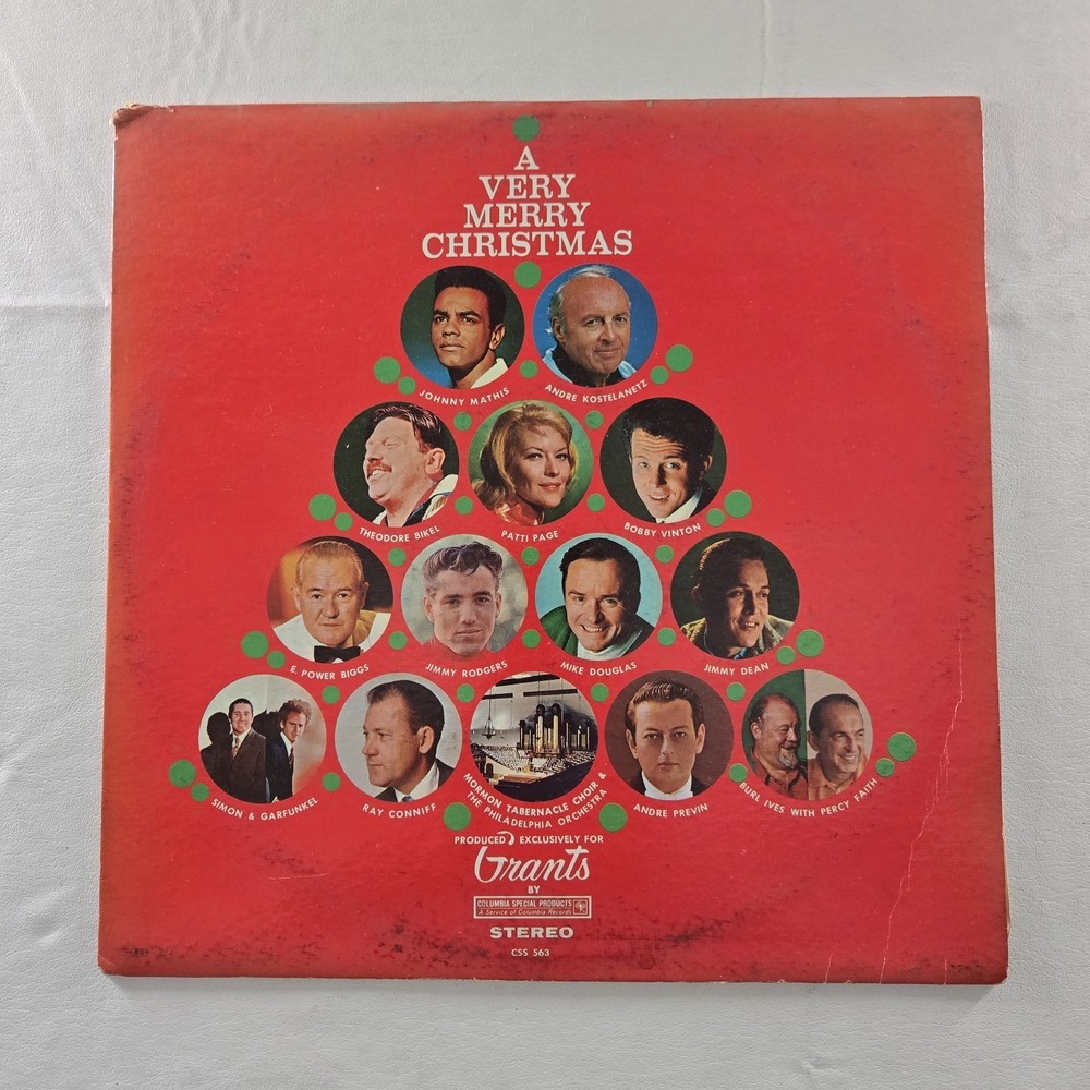 A Very Merry Christmas Grants Record Vinyl LP Burl Ives, Bobby Vinton VG Tested